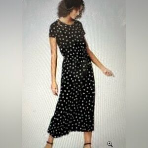 J. JILL Ginkgo Leaves Jersey Smocked Waist dress small petite